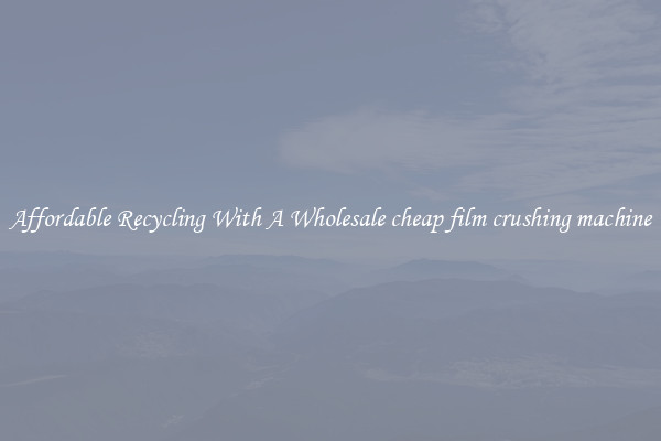 Affordable Recycling With A Wholesale cheap film crushing machine